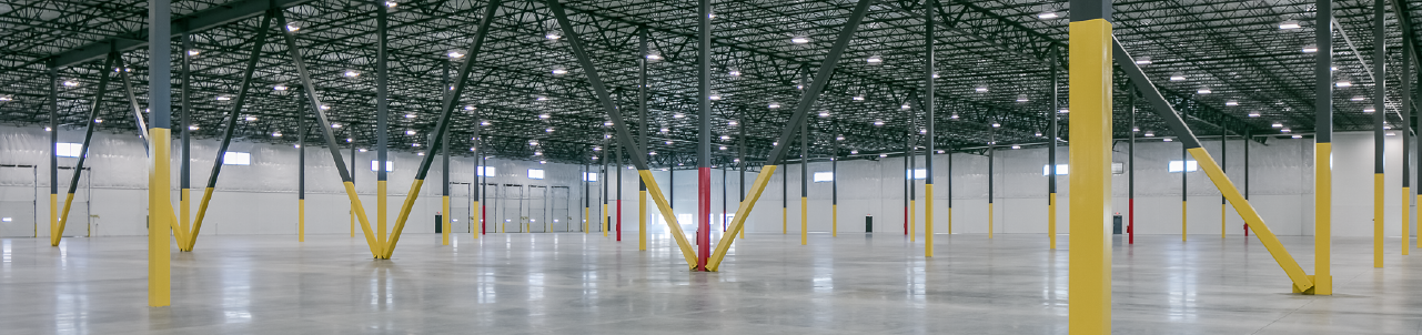 Large empty warehouse floor