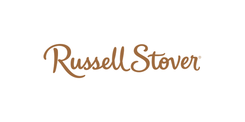 Russell Stover logo of cursive text