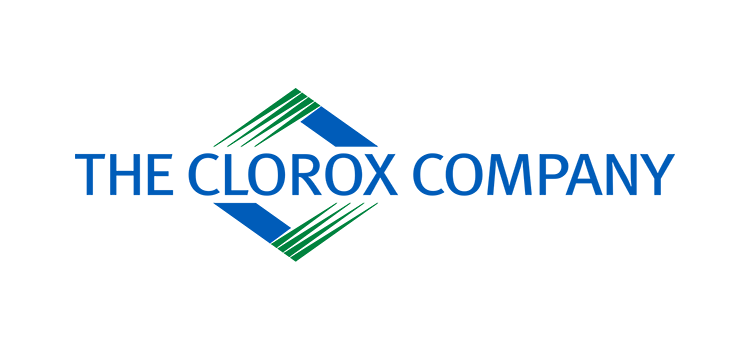 Clorox Company Logo, with the word clorox overlapping a blue and green diamond