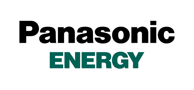 Panasonic Energy logo in black and green block letters