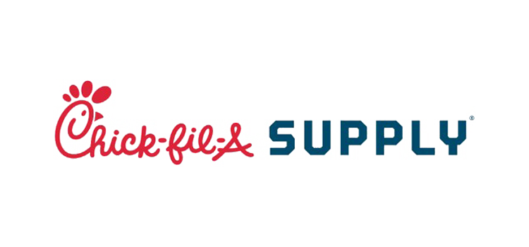 Chick-fil-a logo, followed by the word Supply in blue block letters