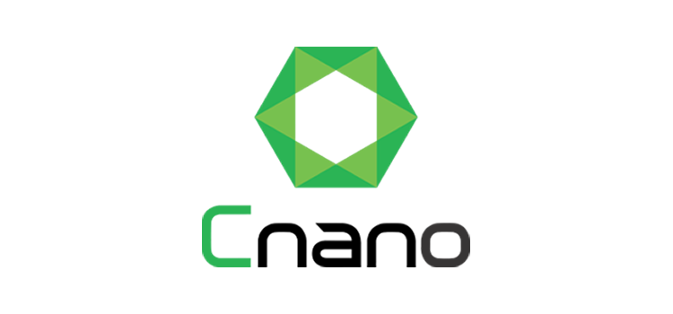 Cnano Logo with green hexagonal flower shape above