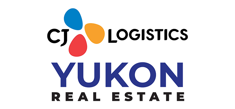 Text logos for CJ Logistics and Yukon Real Estate Partners