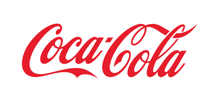Red, cursive font Coca-Cola logo