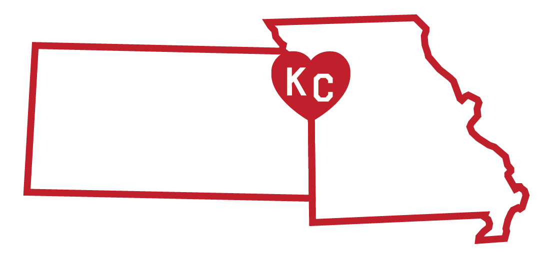 Red outline of Kansas and Missouri, with a Red KC Heart over the Kansas City Region
